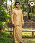 Art Silk Dhoti Set with Gold Zari - Gold