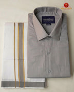 Premium Classic  Men's Cotton Shirt And Dhoti Set - Grey