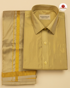 Art Silk Dhoti Set with Gold Zari - Gold