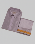 Art Silk Dhoti Set with Gold Zari - Violet