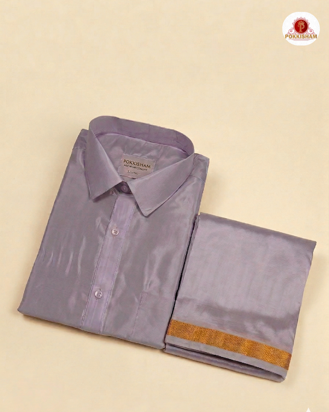 Art Silk Dhoti Set with Gold Zari - Violet