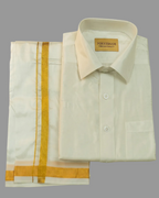 Art Silk Dhoti Set with Gold Zari -  white
