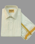 Art Silk Dhoti Set with Gold Zari -  white