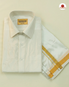 Art Silk Dhoti Set with Gold Zari -  white