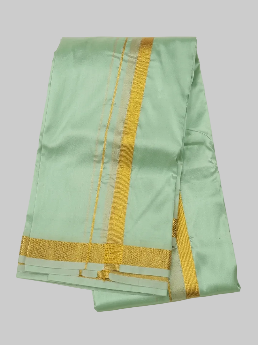 Premium Silk Dhoti Set with Gold Zari -   Marine Grey