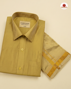 Art Silk Dhoti Set with Gold Zari - Gold