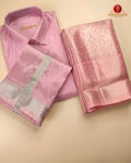 Premium Silk Couple Combo Set with Colour Zari - Pink Rose