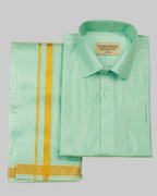 Art Silk Dhoti Set with Gold Zari - Turquoise Blue