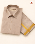 Art Silk Dhoti Set with Gold Zari - Grey
