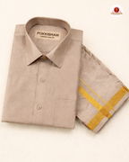 Art Silk Dhoti Set with Gold Zari - Grey
