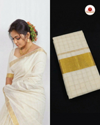 Kerala Checked Cotton Saree With gold