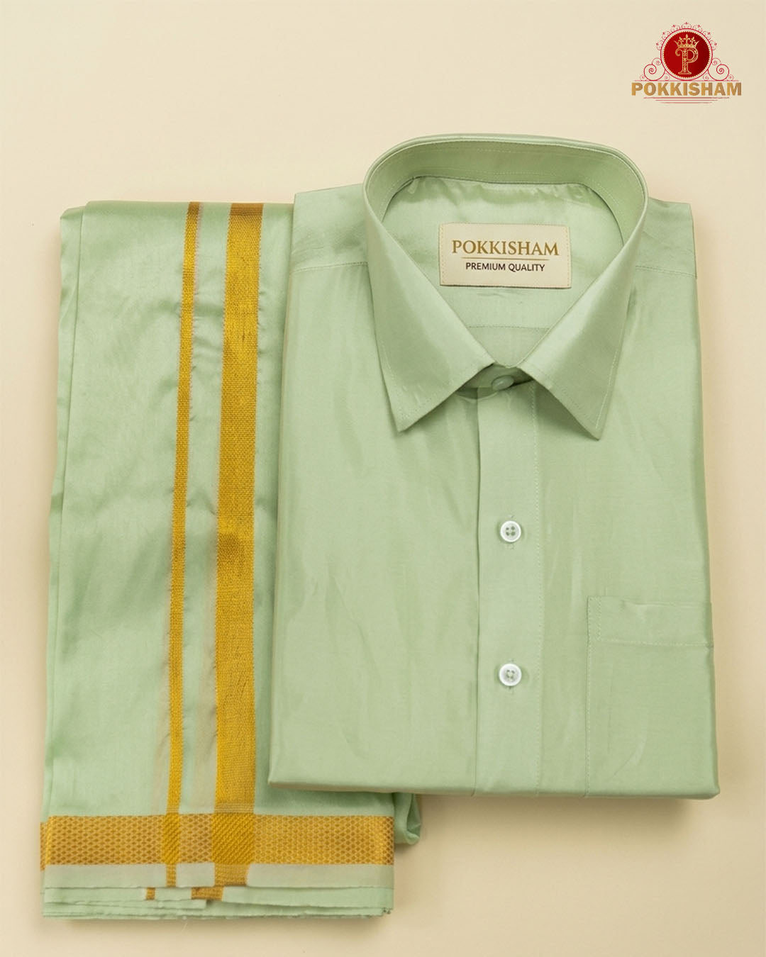 Art Silk Dhoti Set with Gold Zari   - Pistha