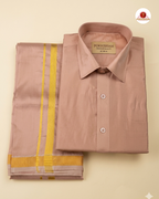 Art Silk Dhoti Set with Gold Zari -   Copper