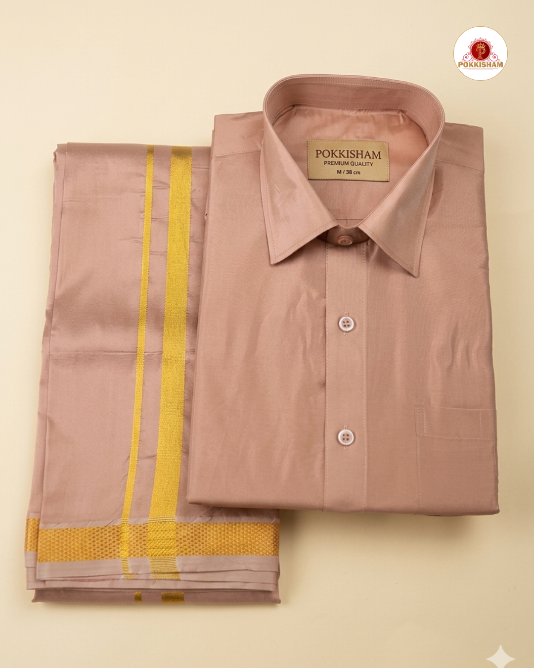 Art Silk Dhoti Set with Gold Zari -   Copper