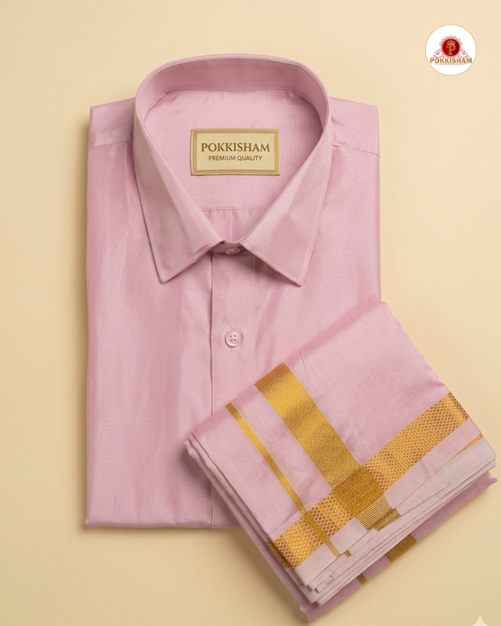 Art Silk Dhoti Set with Gold Zari -   Pink Rose