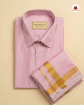 Art Silk Dhoti Set with Gold Zari -   Pink Rose