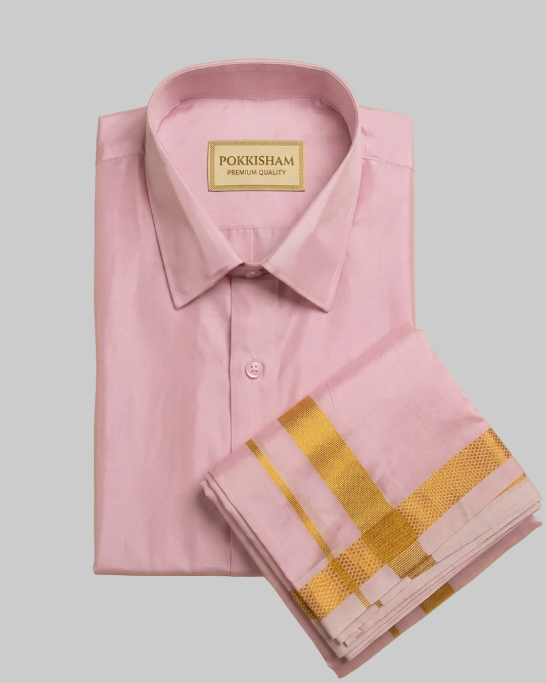 Art Silk Dhoti Set with Gold Zari -   Pink Rose