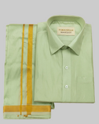 Art Silk Dhoti Set with Gold Zari   - Pistha