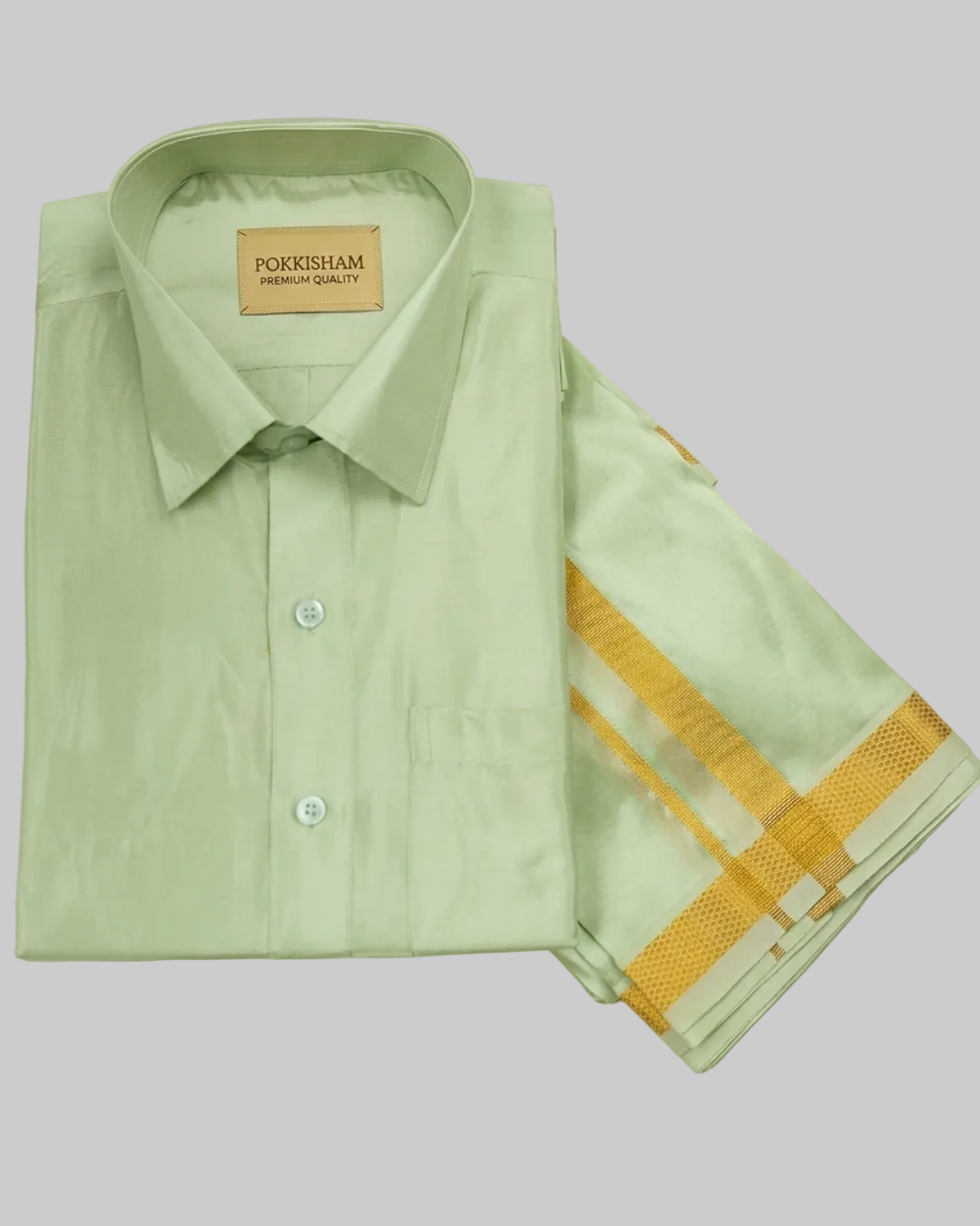 Art Silk Dhoti Set with Gold Zari   - Pistha