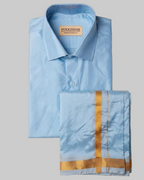 Art Silk Dhoti Set with Gold Zari -  Sky Blue