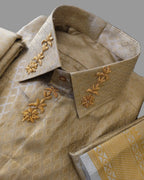 Luxury Aari Work Wedding Silk Dhoti Set - (HandCrafted)