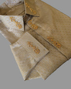 Luxury Aari Work Wedding Silk Dhoti Set - (HandCrafted)