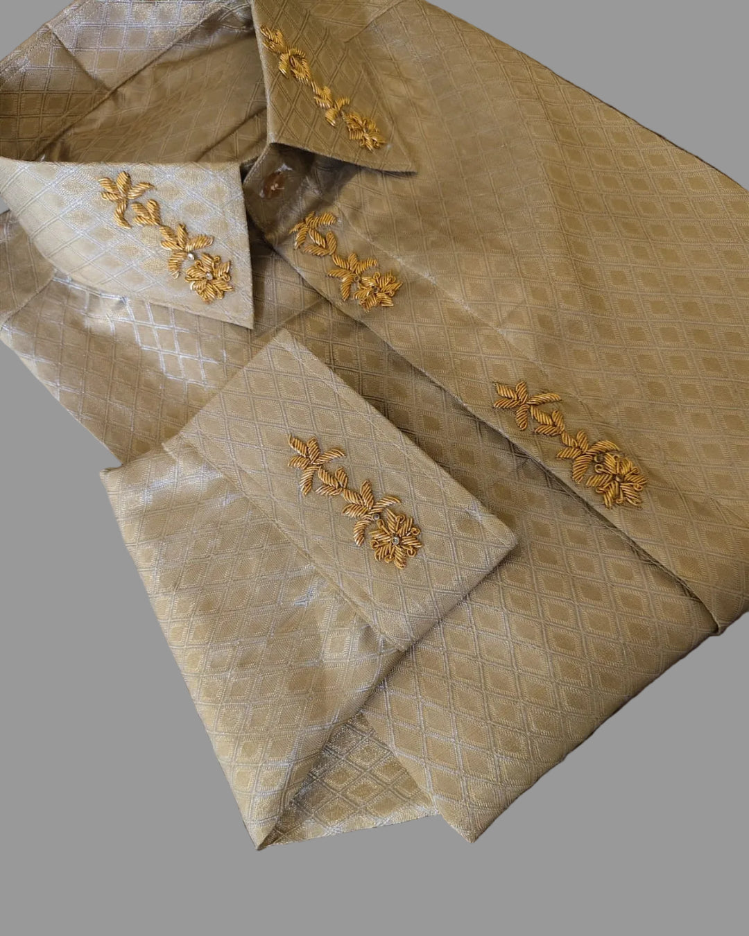 Luxury Aari Work Wedding Silk Dhoti Set - (HandCrafted)