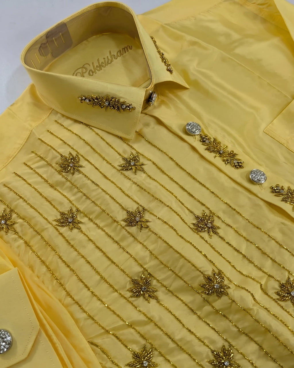 Luxury Aari Work Wedding Silk Dhoti Set - (HandCrafted)