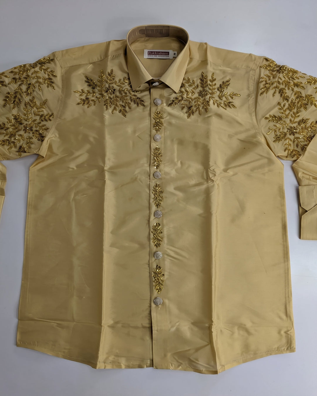 Aari Work Men's Shirt - Gold
