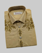 Luxury Aari Work Wedding Silk Dhoti Set - (HandCrafted)
