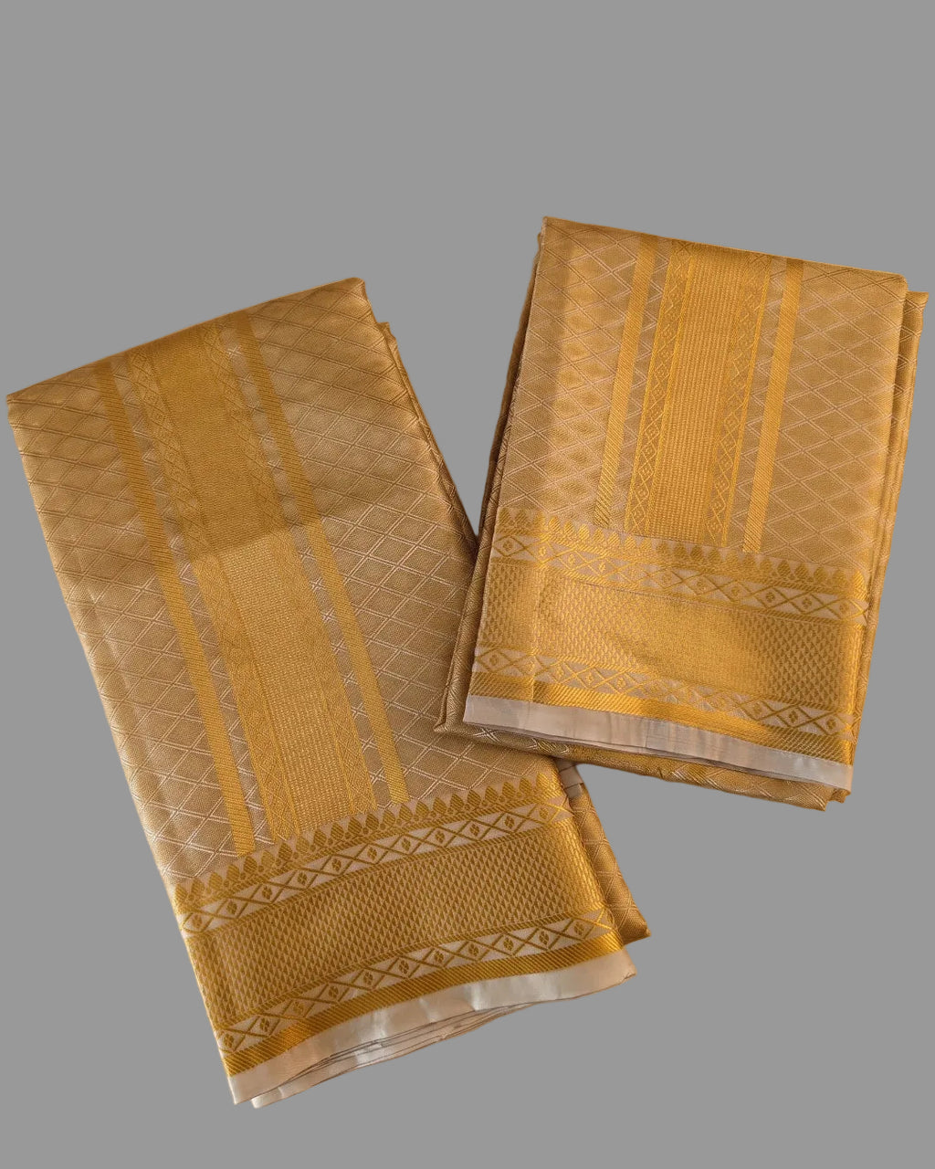 Luxury Aari Work Wedding Silk Dhoti Set - (HandCrafted)